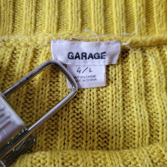 Garage Brand Knit Sweater Crop Top, Mustard Yellow, Women’s L, Cropped Boxy Knit - Picture 3 of 6